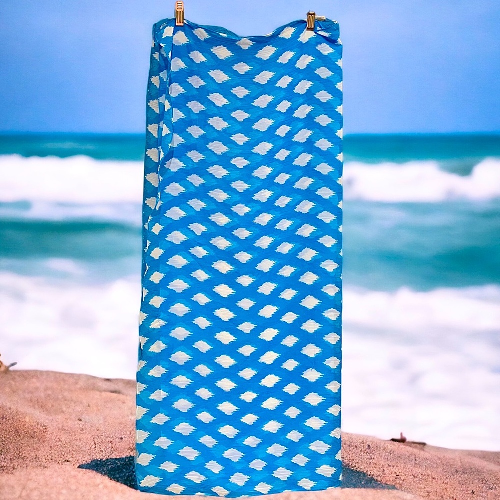 Blue and white print beach sarong